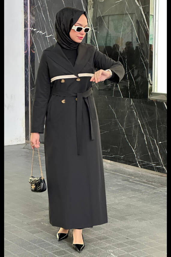 Mahza 4560 Astarsız Renk Koton Kumaş Trençkot Siyah - 2
