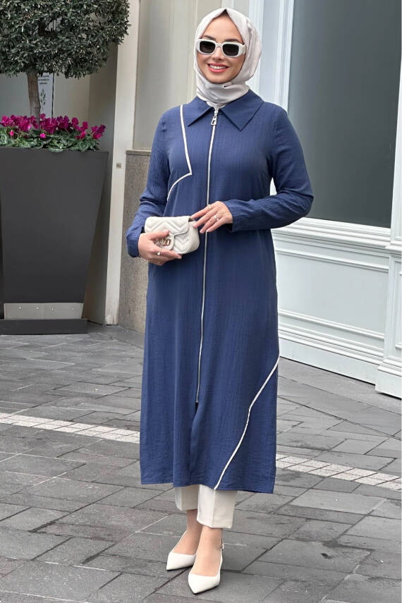 Mahza 7640 Astarsız Giy- Çık 120 cm Kap Lacivert - 1