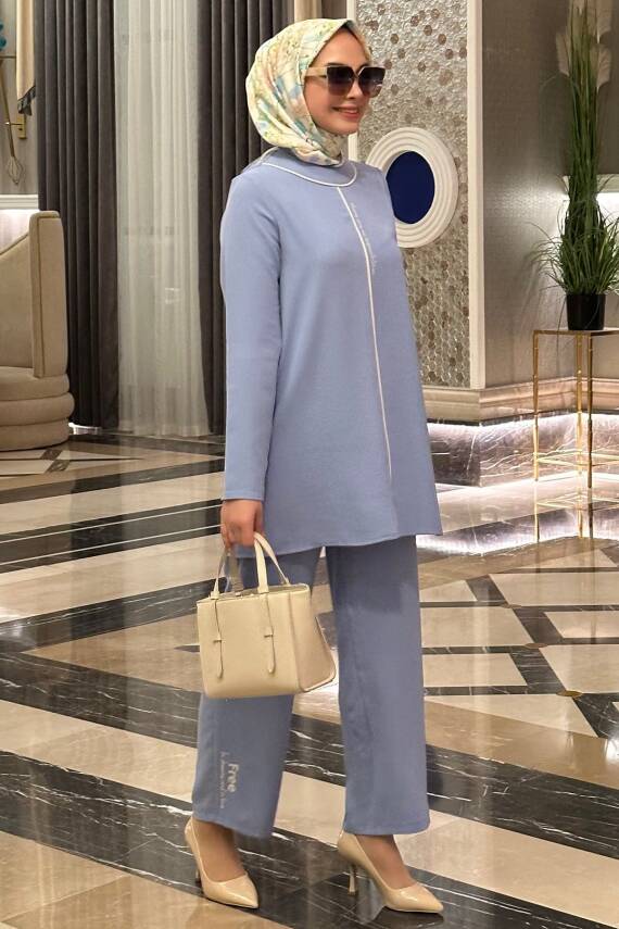 Mahza 8133 Tunik Pantolon Takım Mavi - 1