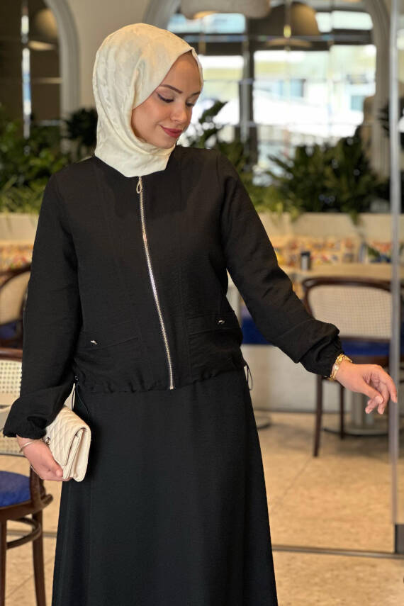 Mahza 8191 Keten Kumaş Spor Etek Takım Siyah - 2