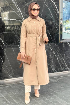 Mahza Astarlı Mevsimlik Yeni Sezon Trençkot 7647 Camel - Nihle