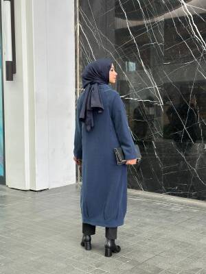  MAHZA TENSEL KUMAŞ ÖNDEN FERMUARLI ASTARLI SPOR ŞIK KAP 7659 İNDİGO - 2